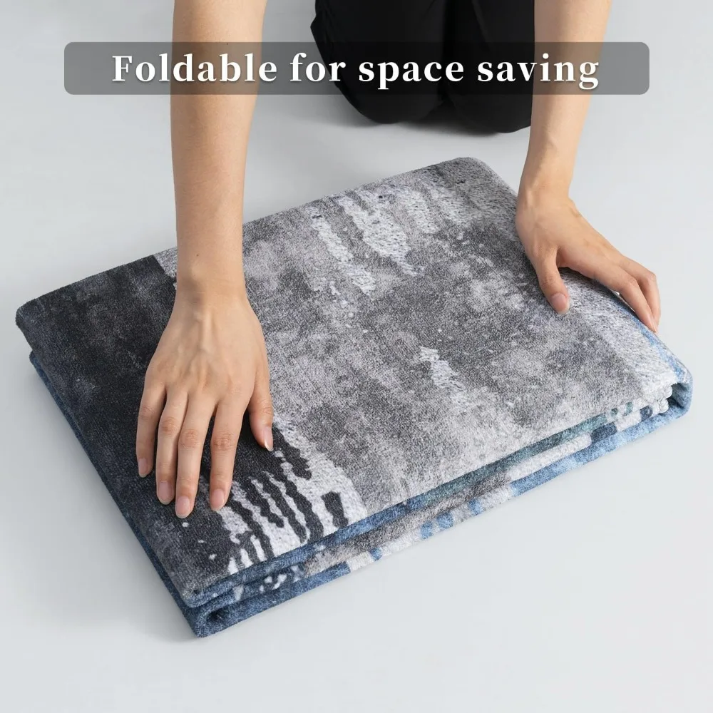 سجادة منطقة معاصرة باللون الأزرق الرمادي العميق لمساحات المعيشة، 8 × 10 أقدام، قابلة للغسل في الغسالة، غير قابلة للانزلاق، كومة منخفضة، ديسي حديثة عالية البحث