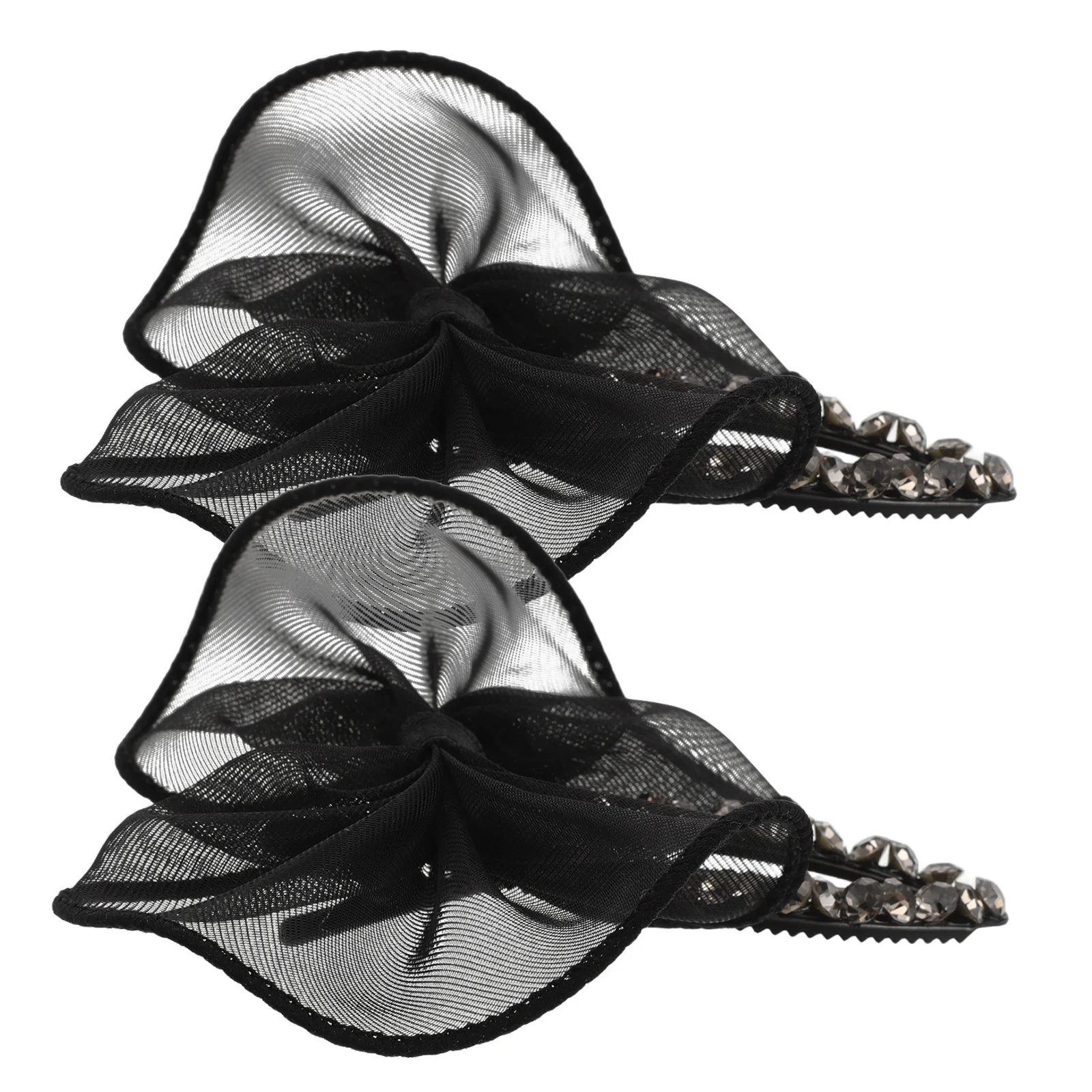 

2Pcs Sparkly Rhinestone Bow Hair Clips Tulle Bubble Material Stylish Accessory for Special Occasions Everyday Looks