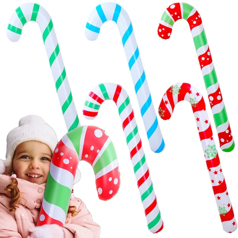 Christmas Candy Cane Balloons Inflatable Christmas Party Balloons PVC Candy Canes Home Decorations Xmas New Year Children Gifts