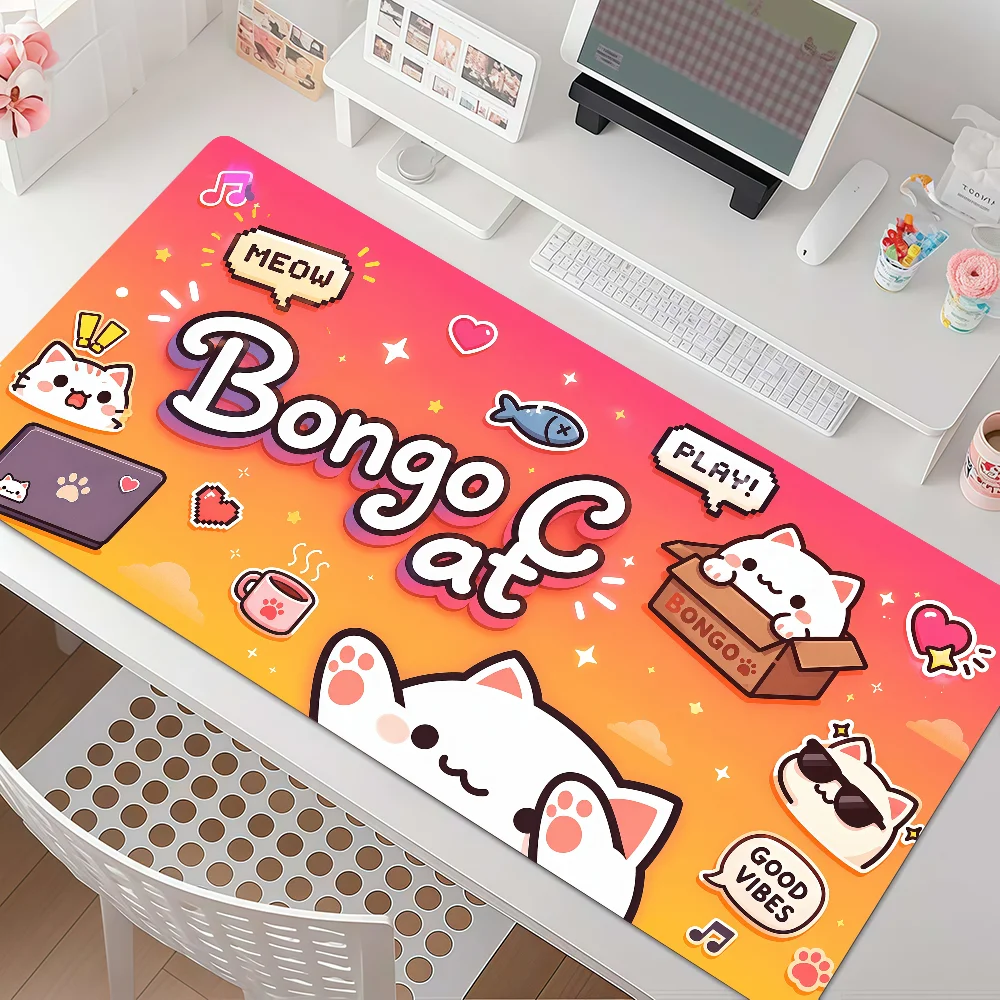 Art B-Bongo Cat Cute Mouse Pad Anti Slip Rubber Edge Locked Thickened Laptop Gaming Desk Mat