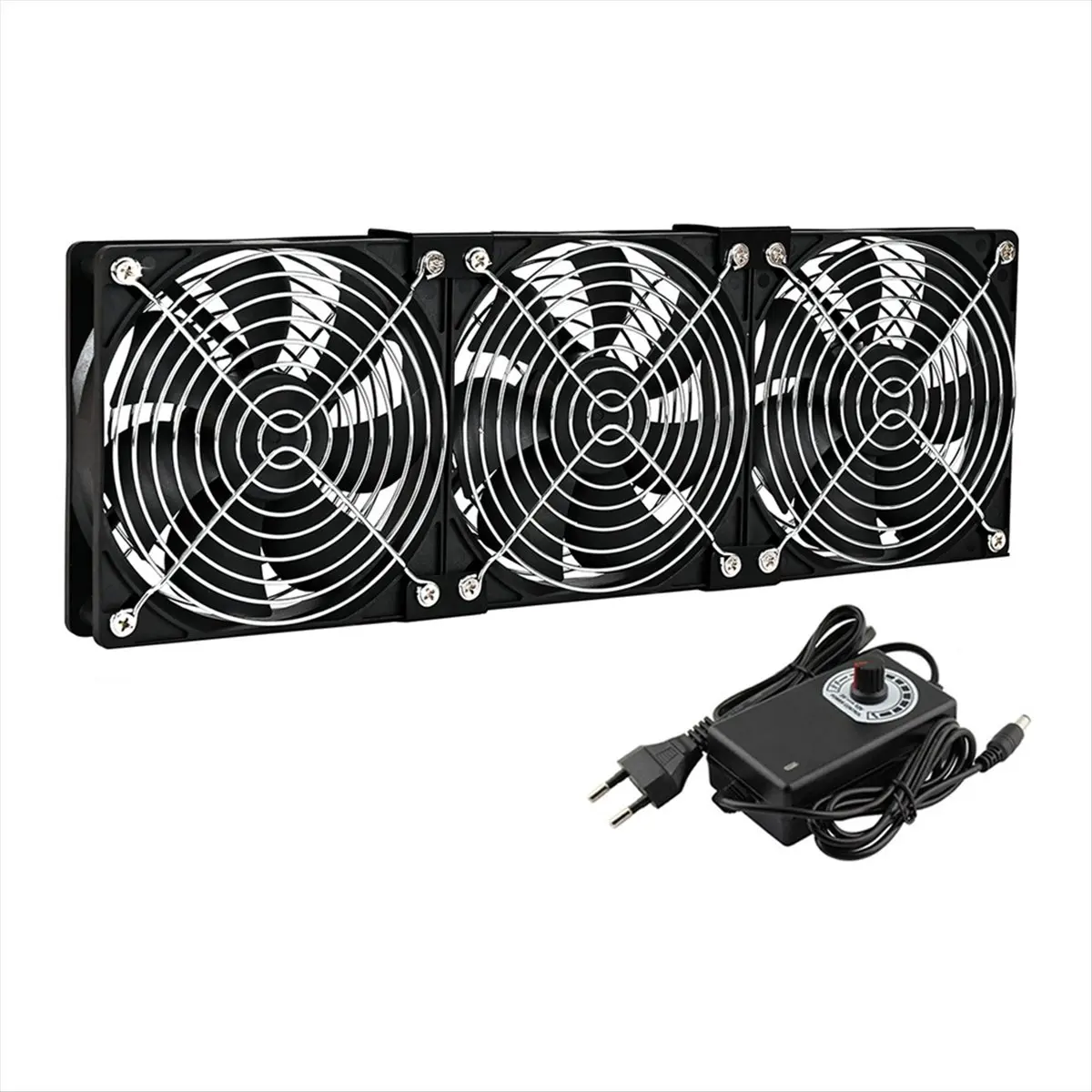 Friendly!3x120mm Computer Fan with AC 100V-240V Speed Controller for Cabinet Cooling Server Workstation Cooling EU Plug