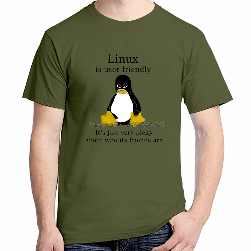 Linux Operating System Tux Penguin Summer Cotton T-Shirt User Friendly Just Picky Distinctive Graphic T Shirts Mens Clothes