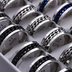 10pcs/lot Cool Spinner Chain Titanium Steel Rotatable Rings For Women Men Jewelry Party Gifts Wholesale rings Without Box