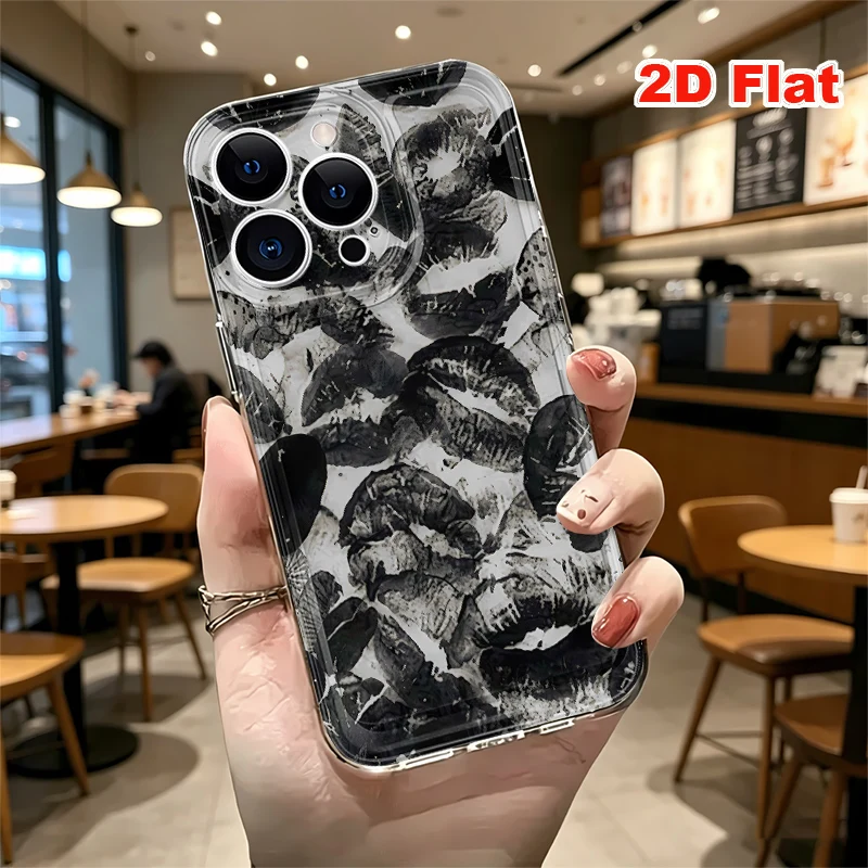 2D Flat Soft Silicone Phone Case For iPhone 17 Pro Max 16 18 Pro 13 11 15 14 Plus 12 17 16E 17Promax Shockproof Transparent Funda Cover