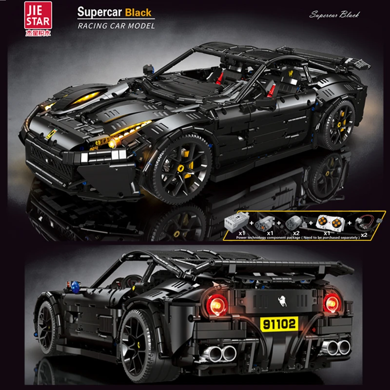 New High-Tech 91102 3097Pcs Creative Moc F12 Super Sport Black Racing Car Model RSR Bricks Building Blocks Toys Children Gifts