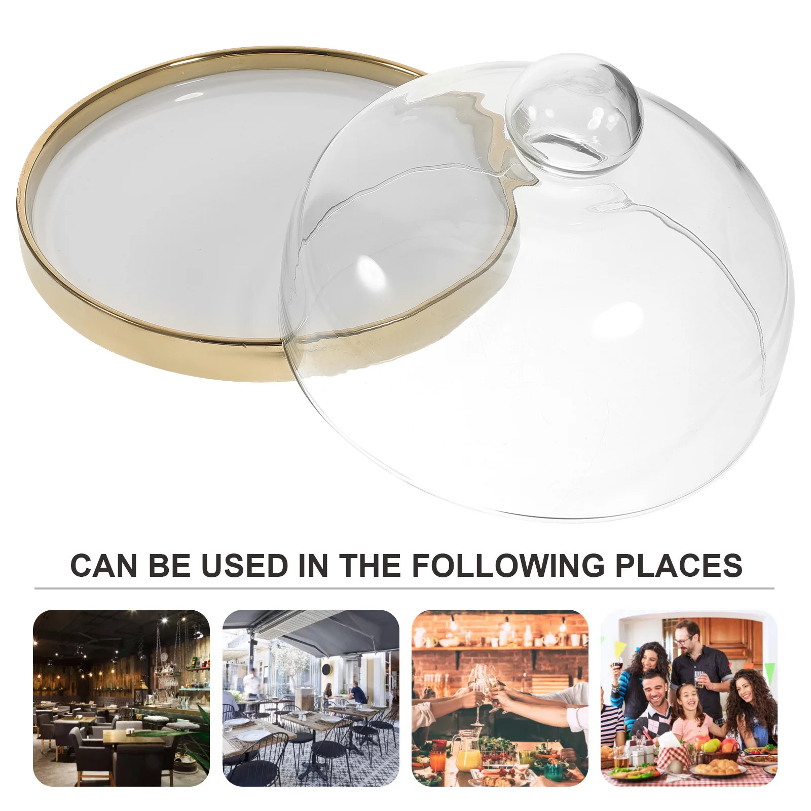 صينية كعكة زجاجية مع غطاء قبة، حامل عرض الحلوى الفاخر لحفلات أعياد الميلاد وحفلات الزفاف والولائم وتقديم الطعام وصينية الكيك