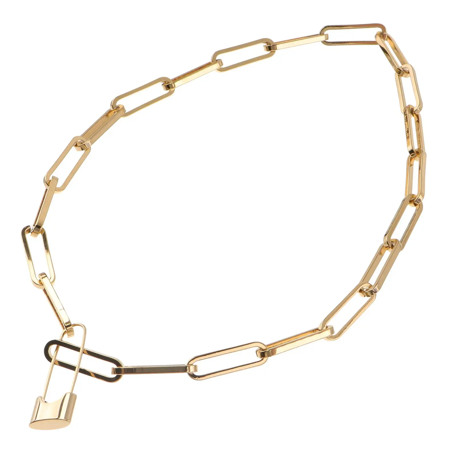 

Gold Chain Necklace Women Elegant Clavicle Pendant Vintage Creative Necklaces Jewelry Gift Matching Dress Bright Color Lock