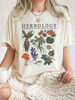 Herbology Plant Composition Printing T Shirts Women Summer Soft T-Shirt Hip Hop O-Neck Clothing Casual Cotton Short Sleeve