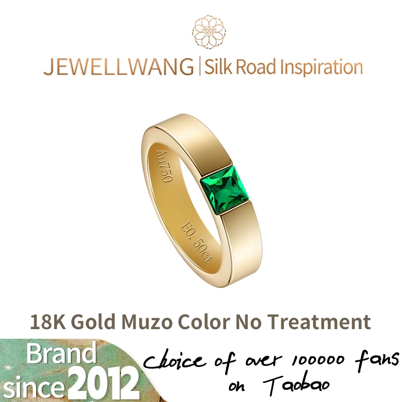 

JEWELLWANG 18-каратное золото 0,10 карата 0,2 карата 0,5 карата выращенный в лаборатории изумрудный огранка принцессы квадратной огранки для мужчин обручальное кольцо с драгоценным камнем