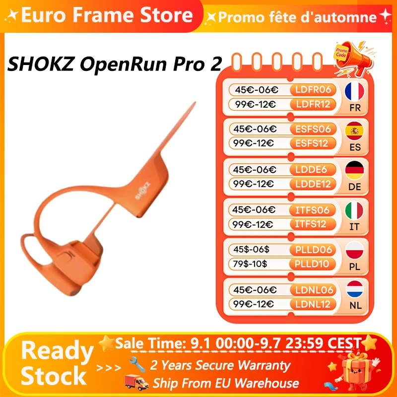 【Local+】SHOKZ OpenRun Pro 2 S820/S821 Cuffie sportive Open Ear Auricolari Bluetooth 5.3 Microfono con cancellazione del rumore IP55 Impermeabili