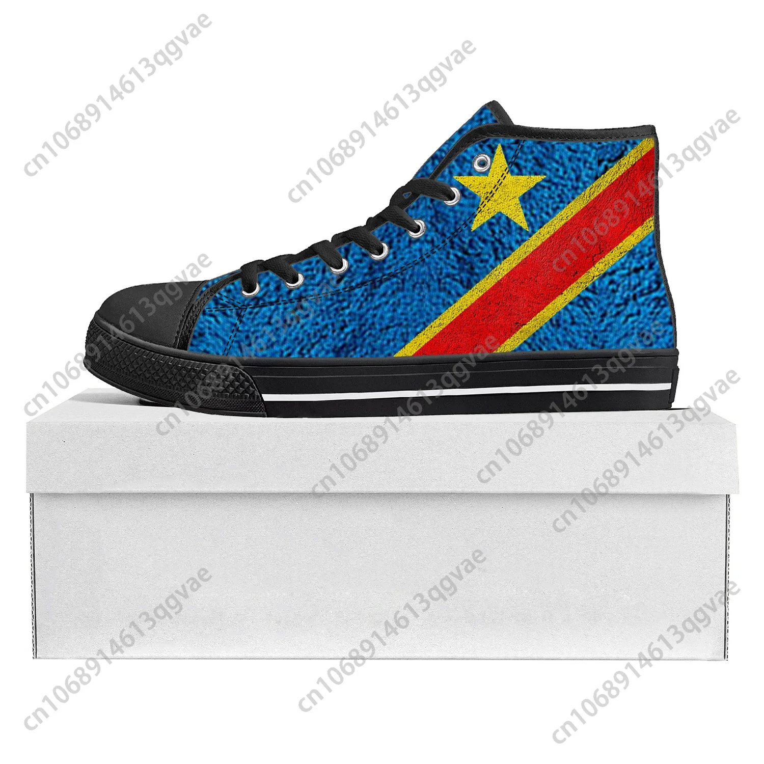 Democratic Republic of the Congo Flag High Top High Quality Sneakers Mens Womens Teenager Canvas Sneaker Couple Shoe Custom Shoe