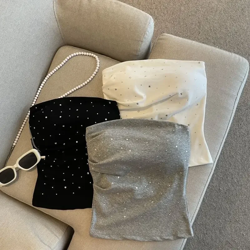 Estilo francés Dopaamine Pure Desire primavera moda corta mujer Sexy sin tirantes adelgazante Base camisa reductora de edad Top mujeres