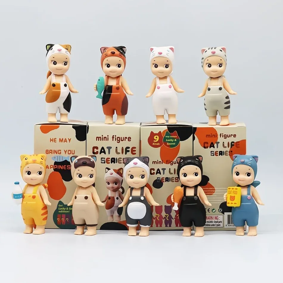 مواء مواء اليومية الملاك سلسلة القط صندوق أعمى العصرية لعب دمية سطح المكتب الكرتون الإبداعية زخرفة اليدوية صندوق غامض فتاة هدية