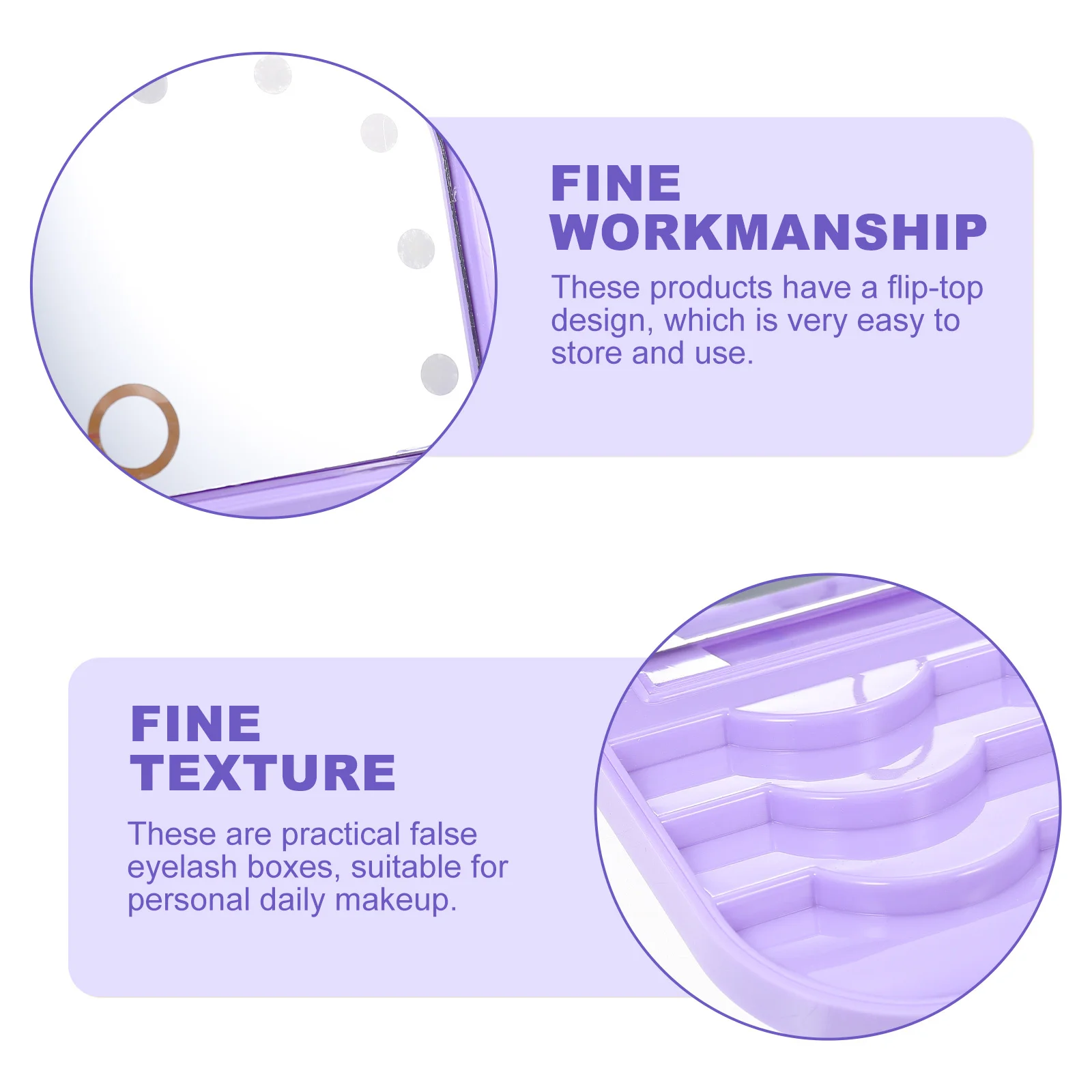 Eyelash Container with LED Light Flip Top Design Organizer Case for False Lashes Daily Makeup Travel Portable Eyelash Organizer