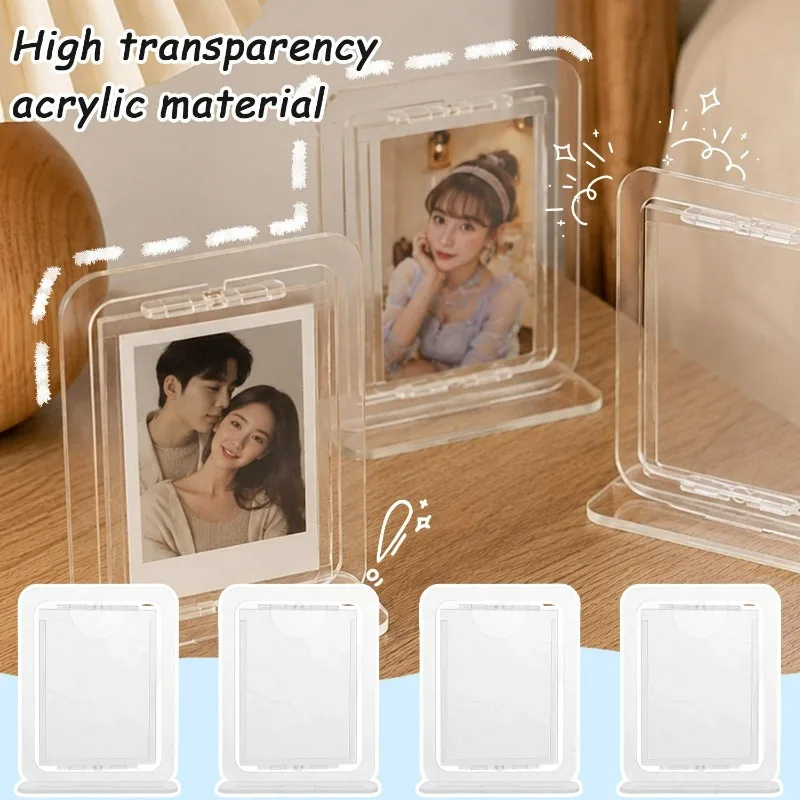 Rotating Clear Acrylic Picture Frame 3 Inch Display Stand for Polaroid Photos Desk Card Holder Instagram Style Home Decor Gift view 2