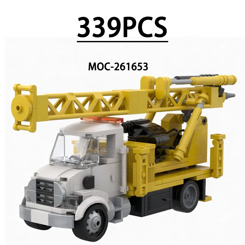 MOC-261653 Building Block Drilling Platform Truck Model, 339 Pieces, Fun Birthday Toy Holiday Christmas New Year Gift Decoration