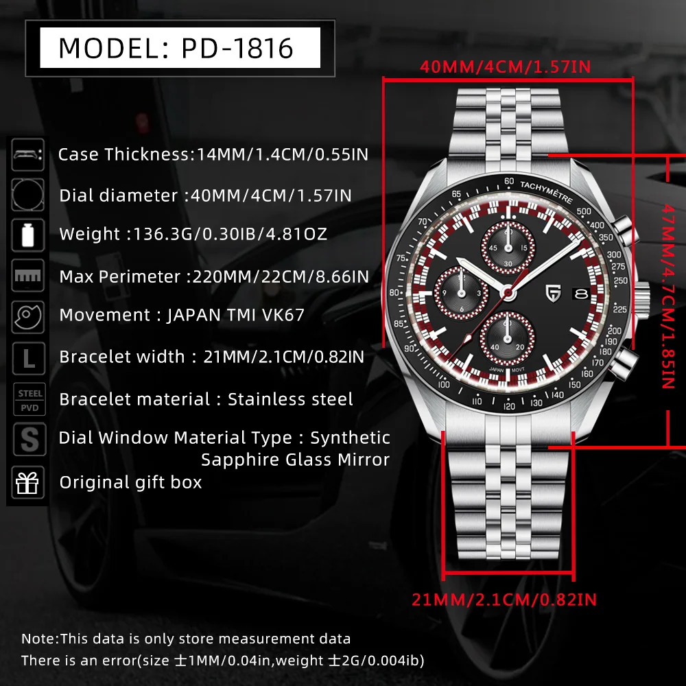 Pagani design 2025 ultimo orologio da uomo al quarzo di moda zaffiro di alta qualità VK67 cronografo di lusso da uomo sportivo in acciaio inossidabile