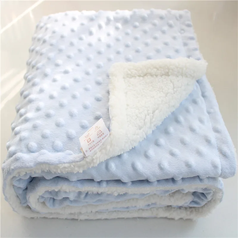 Batch sale 3d minky dot kids blanket super soft sherpa fluffy toddler baby blanket quilt swaddle office seat blanket