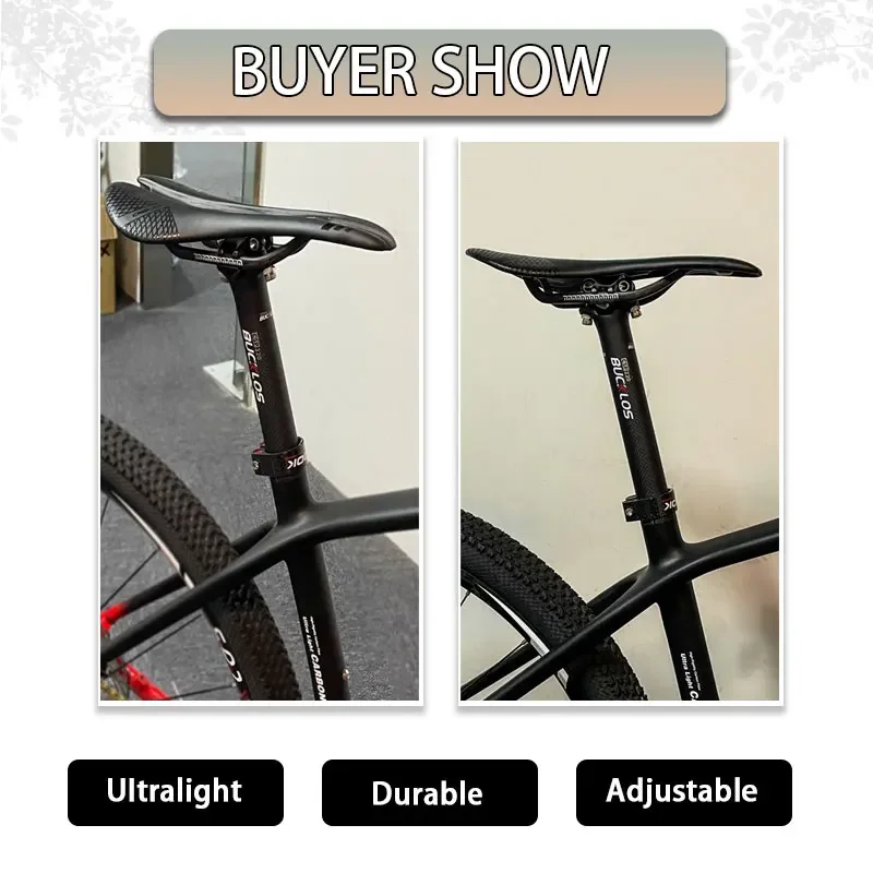 BUCKLOS Bicycle Seat Post Carbon Fiber Bike Seatpost for 27 2 30 8 31 6 350MM 400MM Seat Tube Road Bike Saddle Tube Cycling Part