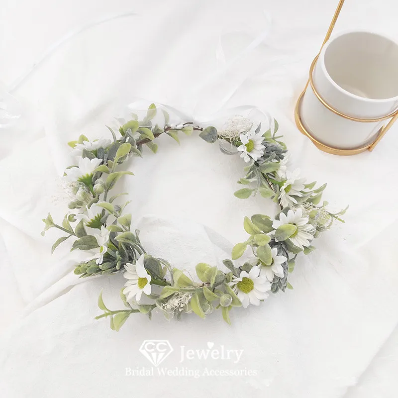 CC-Kranz für Frauen, Hochzeit, Haarschmuck, Brautkleid, Verlobung, Haarschmuck, Kamillenform, Kopfschmuck, Girlande, Stirnbänder 0313