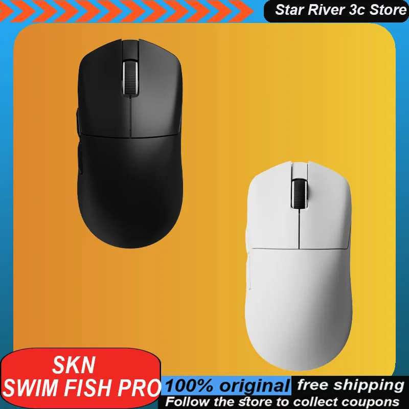 Skn Swim Fish Pro Wireless Mouse Bluetooth 3mode Ergonomics Lightweight Paw3950 8k Low Latency Laptop Customized Gaming Mouse