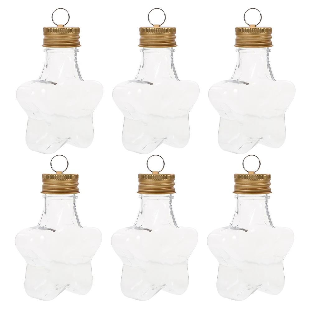 

6Pcs Christmas Star Bottle Hanging Decorations Refillable Candy Bottles Wishing Containers Party Favor Bottle Decor