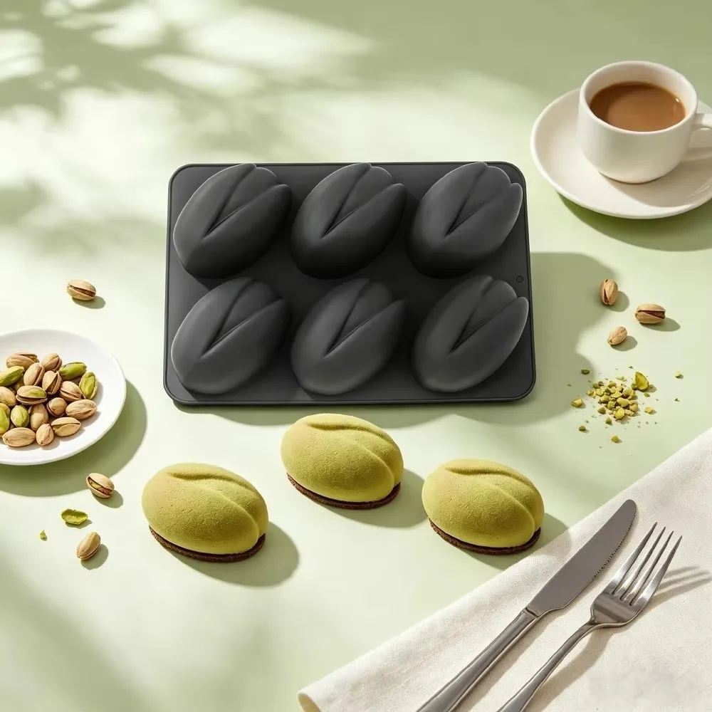 Food Grade Silicone Chocolate Mold Pistachios Design Kitchen Dessert Mousse Cake Mold 6/12-Cell Silicone Mold DIY Craft