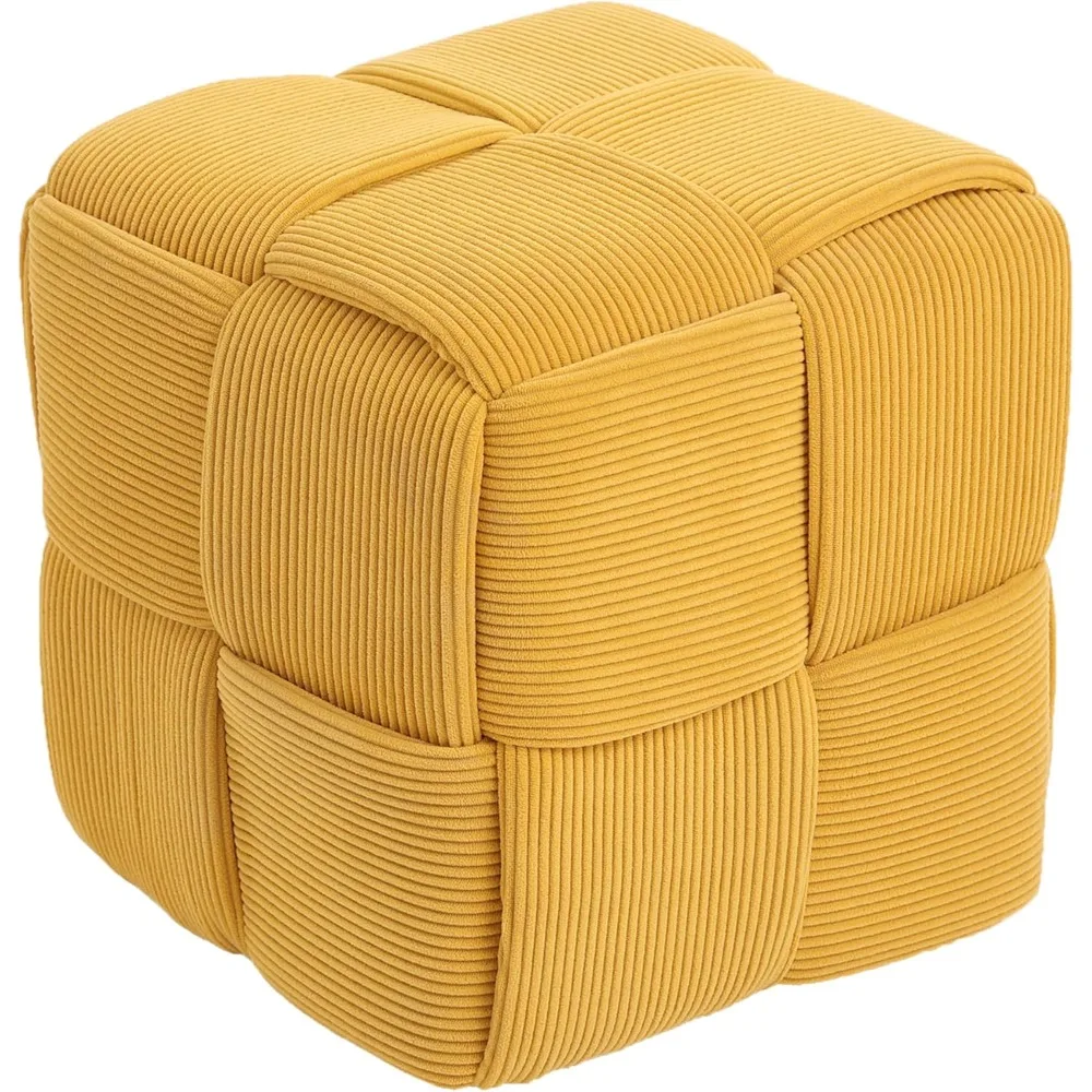 

Ottoman foot rest Soft and Comfortable Ottoman Square Corduroy Woven Design Sofa Stool (Yellow)