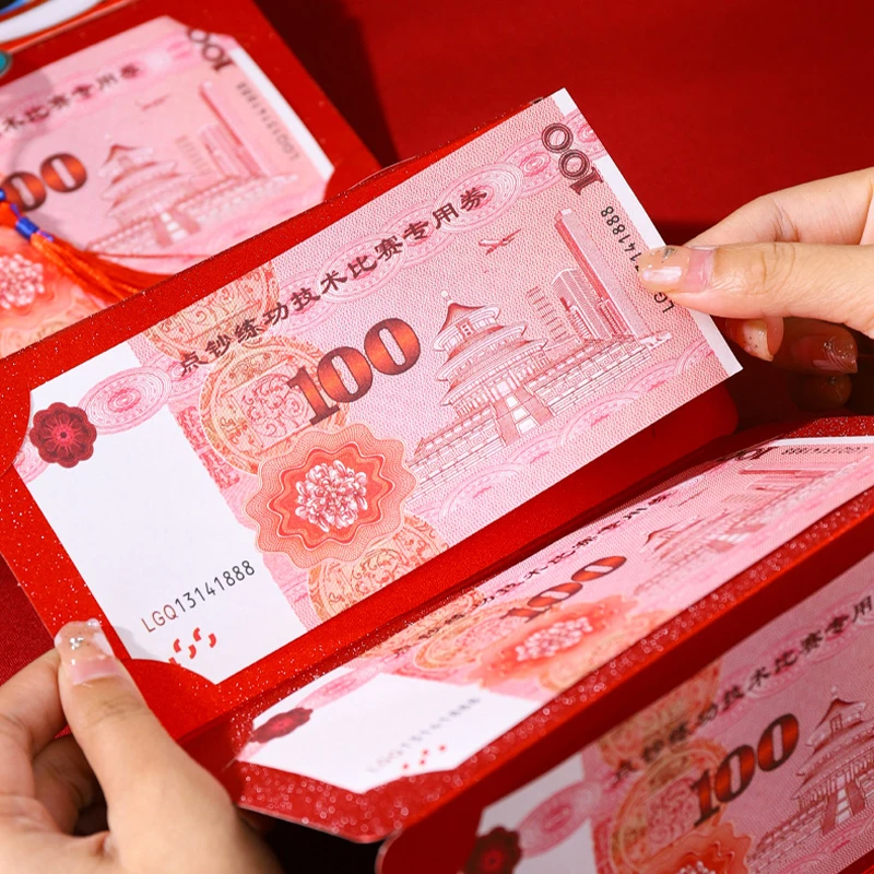 Mini Sac Porte-Bonheur Nouvel An Chinois, Enveloppe Rouge Pliante avec de Jolis Motifs de Bénédiction Dragon de Dessin Animé pour la ixdu Printemps, Pièce de Monnaie en Papier