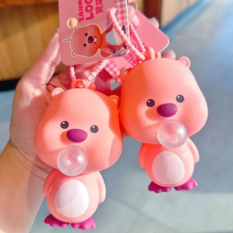 Loopy Cartoon Personality Cute Blowing Bubbles Decompression Toy Keychain Creative Anime Movie Character Backpack Pendant Gift