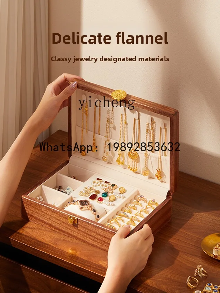 

X7 Solid Wood Jewelry Storage High-end Exquisite Necklace Earrings Ring Bracelet Jewelry Box