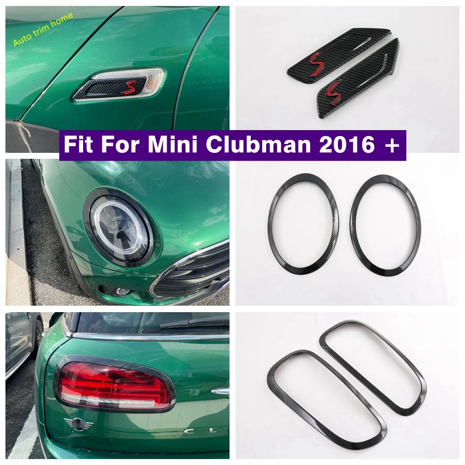 Front Foliage Leaf Fender Head Tail Light Lamp Decoration Cover Trim For Mini Clubman 2016 - 2021 ABS Carbon Fiber Accessories