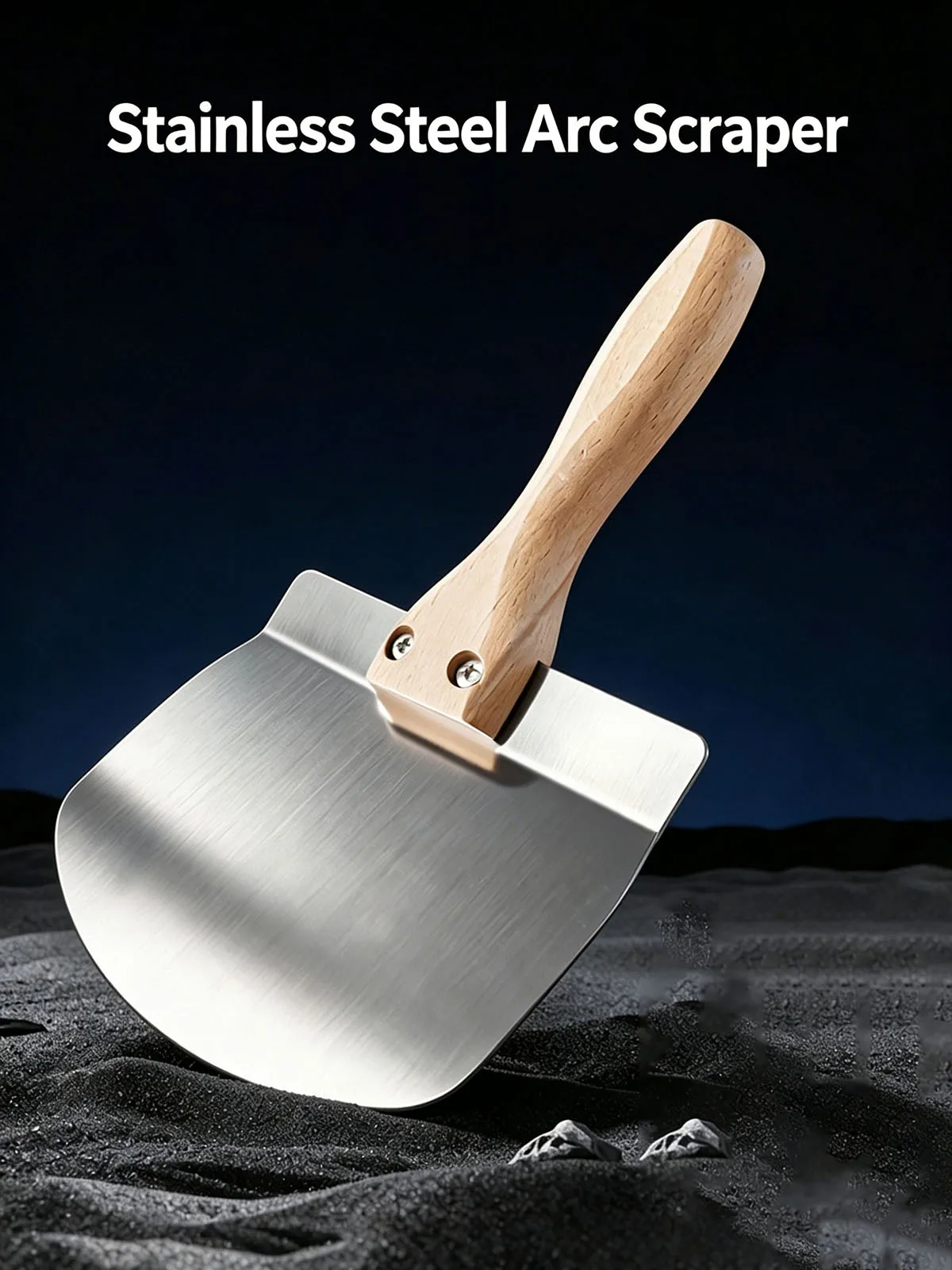 Curved Putty Knife Stainless Steel Heavy Duty Wallpaper Removal Drywall Finishing Plaster Scraper Wooden Handle Hand Tools