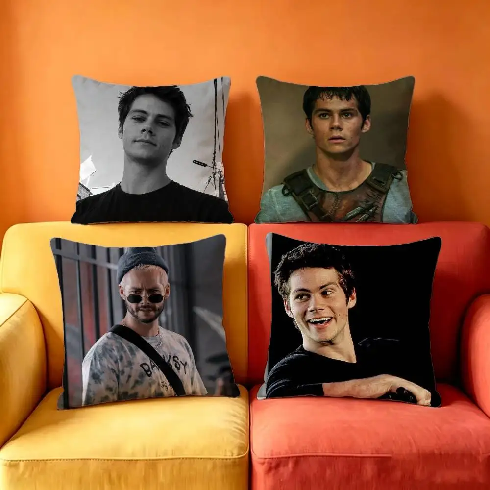 D-Dylan O Brien  Square Double-Sided printed Pillow Case Bedroom Bedside Pillow Sofa Cushion Cover