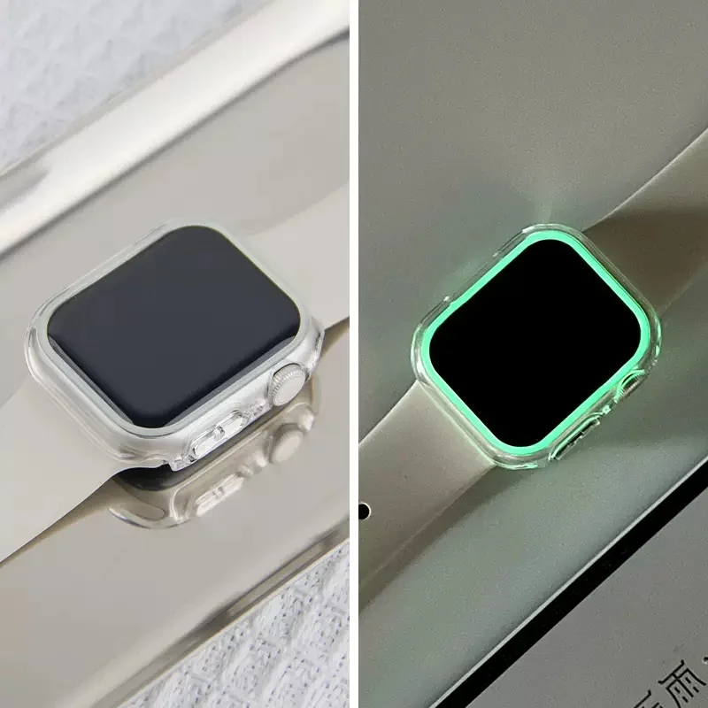 Y2K Clear Luminous Light Change Case Cover do Apple Watch Case 49 mm 45 mm 40 mm 44 PC Bumper Protective Frame do iWatch 9 8 7 SE