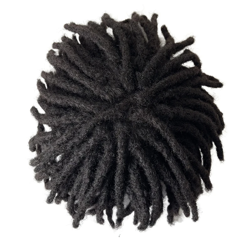 Indian Virgin Human Hair Replacement #1 Jet Black Color Full Lace Toupee Dreadlocks Unit for Black Men