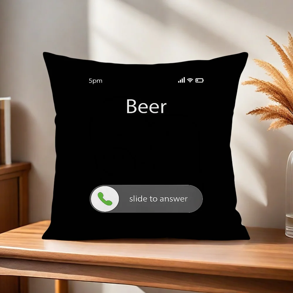 Bier Anruf Ablehnen Annehmen Telefon-Symbol Kissenbezug Kissenhülle für Zuhause Sofa Wohnzimmer Büro Café Auto Kissenbezug – Detail 5