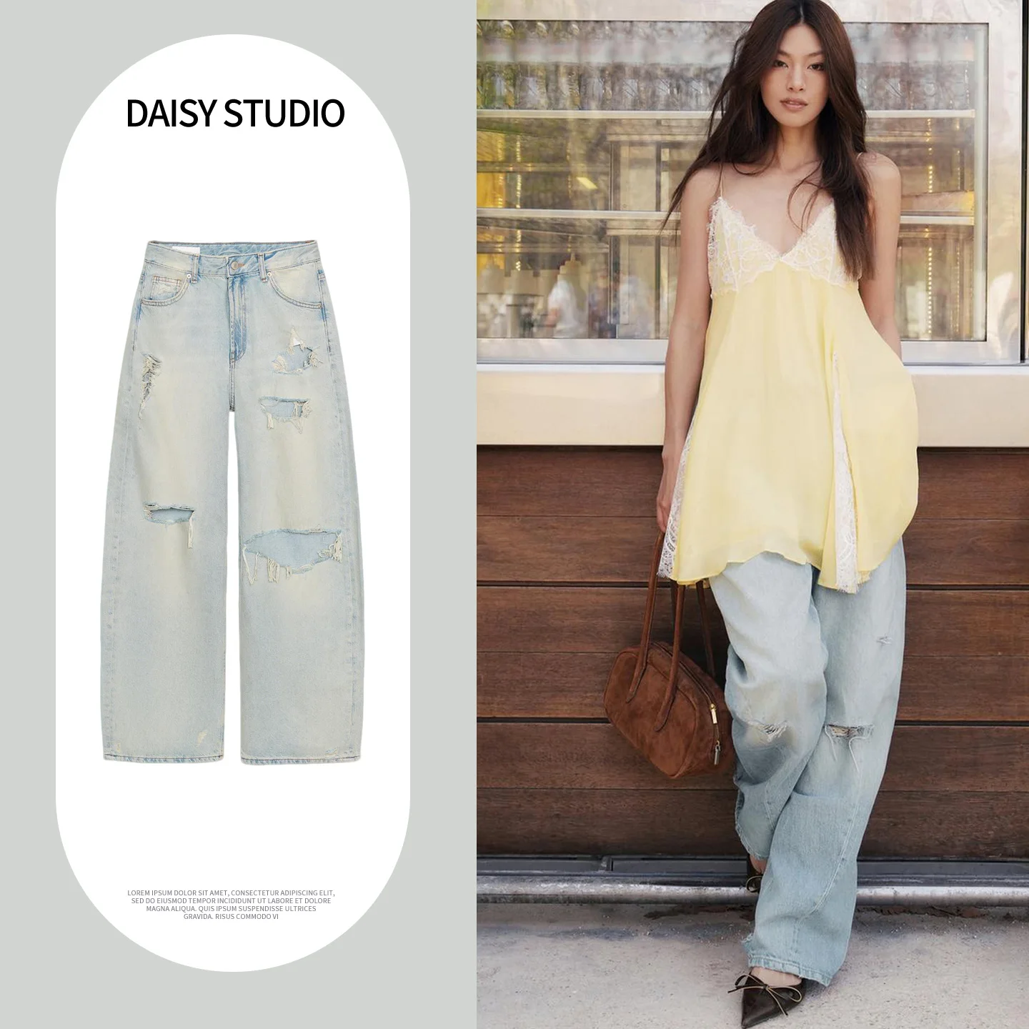

Spring New Loose Women's Jeans Metal Button Hole Decoration mid Waist Casual Loose Denim Pants Ladies Fashion Spring 2026