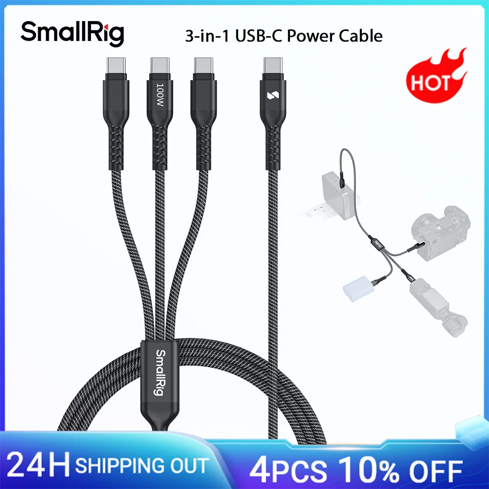 

SmallRig 3-in-1 USB-C Power Cable Supports Up To 100W Fast Charging for Sony Cameras for Travel, Studios, Outdoor Shoots -5079