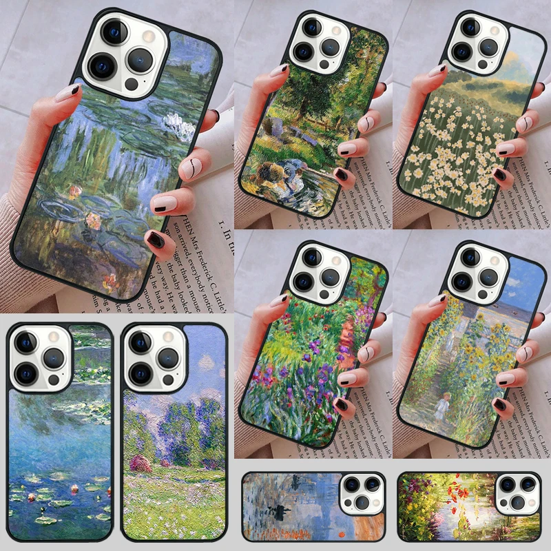 Claude Monet Garden Lotus Phone Case cover For iPhone 14 13 15 16 Pro Max Coque 12 11 Pro Max For Apple 8 PLUS 7 6S fundas