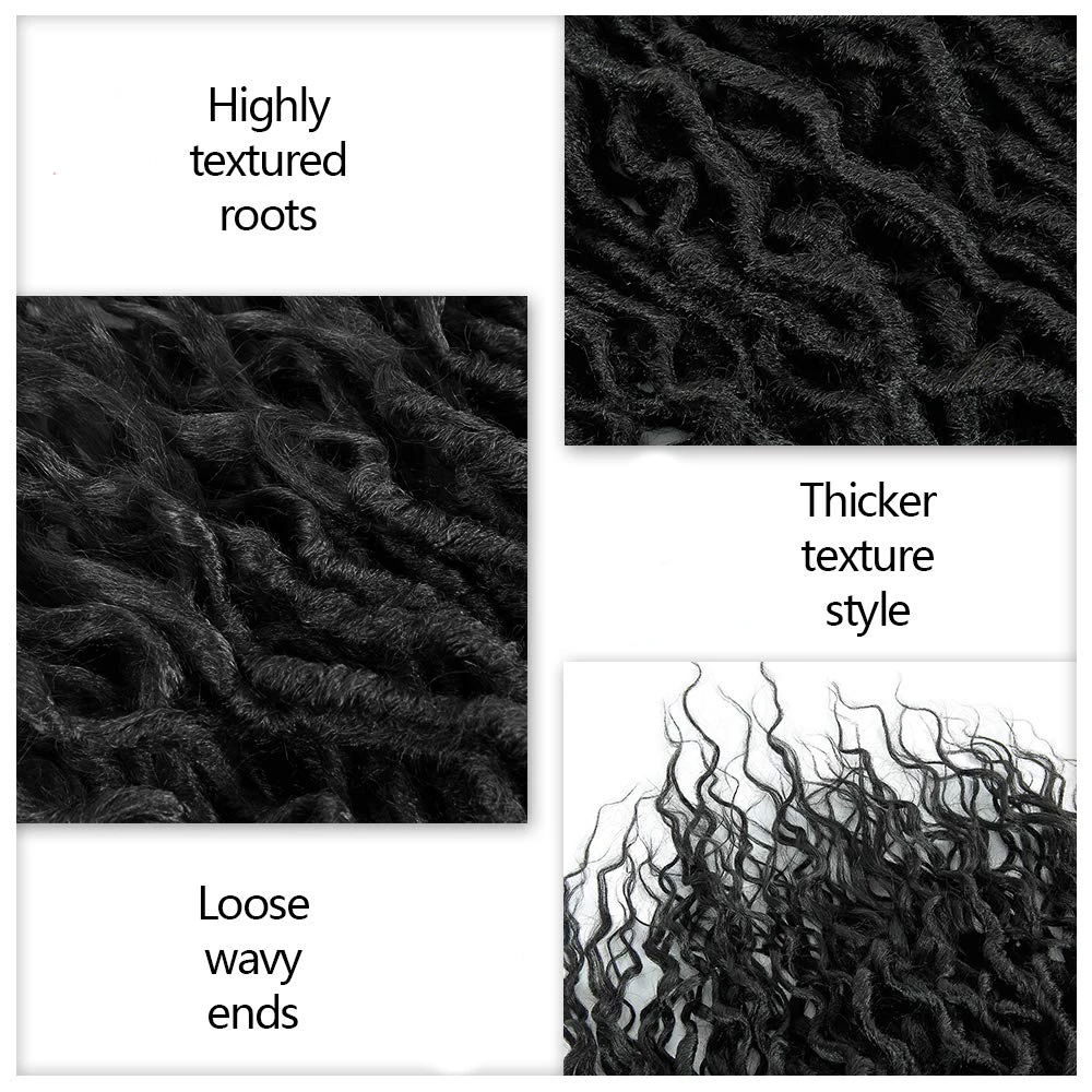 Goddess Faux Locs With Curly End Synthetic Crochet Braids Hair Extensions For Women Ombre Brown Color Messy Dreadlocks X-TRESS