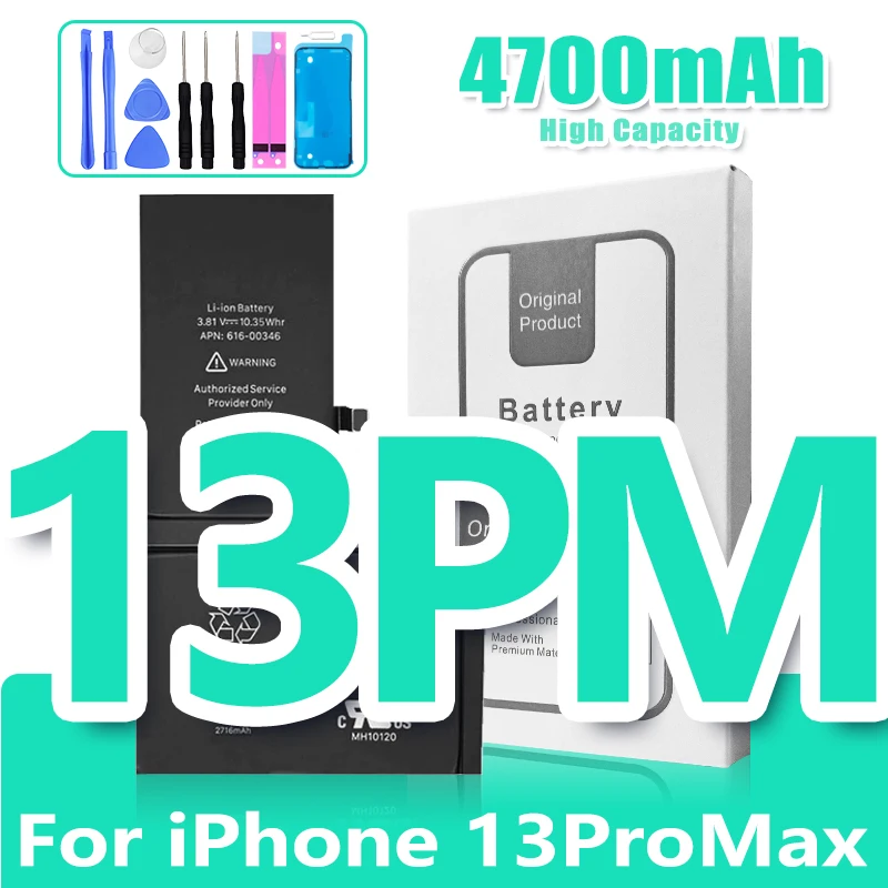 0 Cyclus Hoge Capaciteit Batterij Voor iPhone 11 11Pro 12Pro 12 13 14 13Pro 14Pro Max Mini Telefoon Bateria + gratis Tool Kit