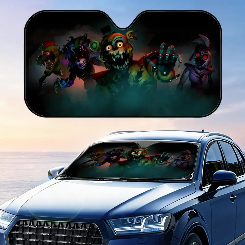 

Game F-Five Nights at Freddy's Sun Visor Reusable Aluminum Foil Car Sunshade UV Protection Heat Insulation Windshield Cover