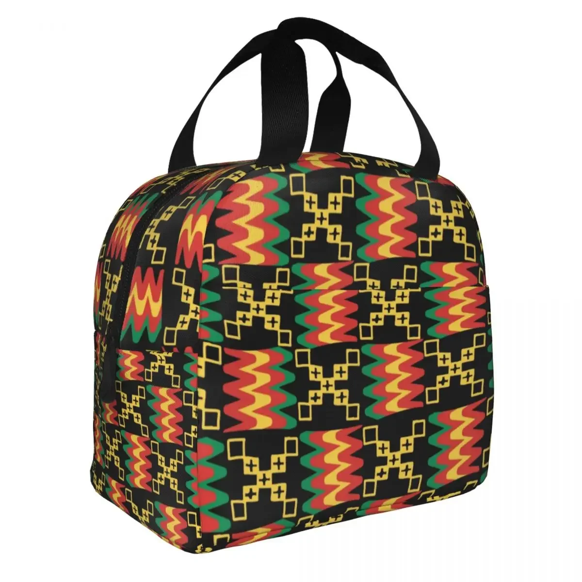 African Kente Cloth Pattern African Ghana Resuable Lunch Boxes for Women Waterproof Cooler Thermal Food Insulated Lunch Bag