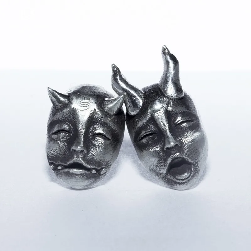 Gothic  Horned Demon Baby Face  Mask Skull Cat Stud Earrings for Men Women Vintage  Biker Punk Stud Earrings Jewelry Halloween