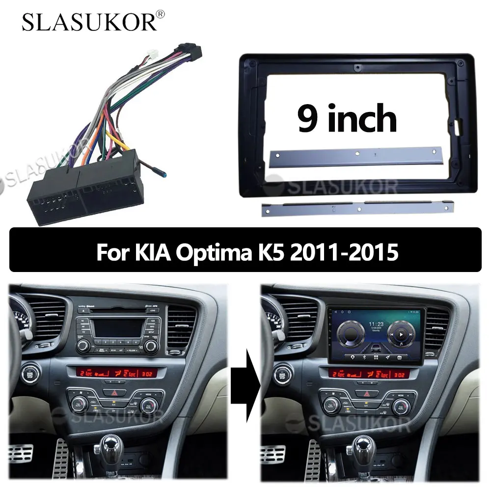 

9 INCH Double Din Car Radio Fascia Frame For KIA Optima K5 2011 2012 2013 2014 2015 Cable Trim Dashboard Panel Kit