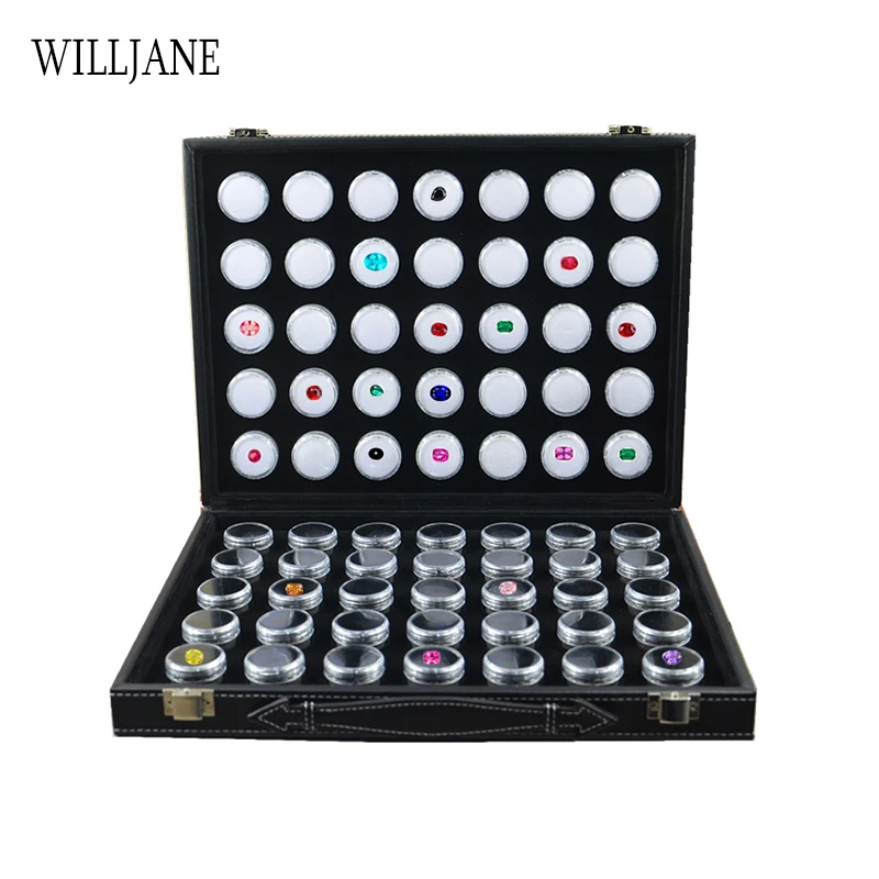 Portable Gem Jars Display Tray Gemstone Travel Carrying Case Transparent Glass Lid Storage Box for Gemstone / Diamond Organizer