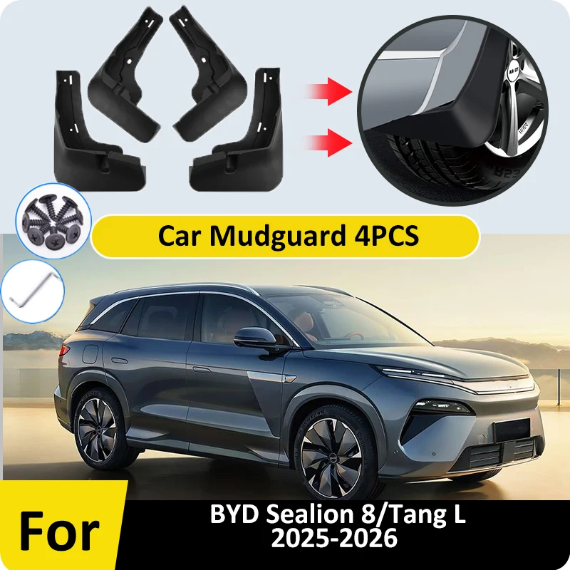 

For BYD Sealion 8 Tang L 2025 2026 4PCS Rear Set Splash Guards Front and Rear Mudguard Mudflap Fender Cover Part Car Accessories
