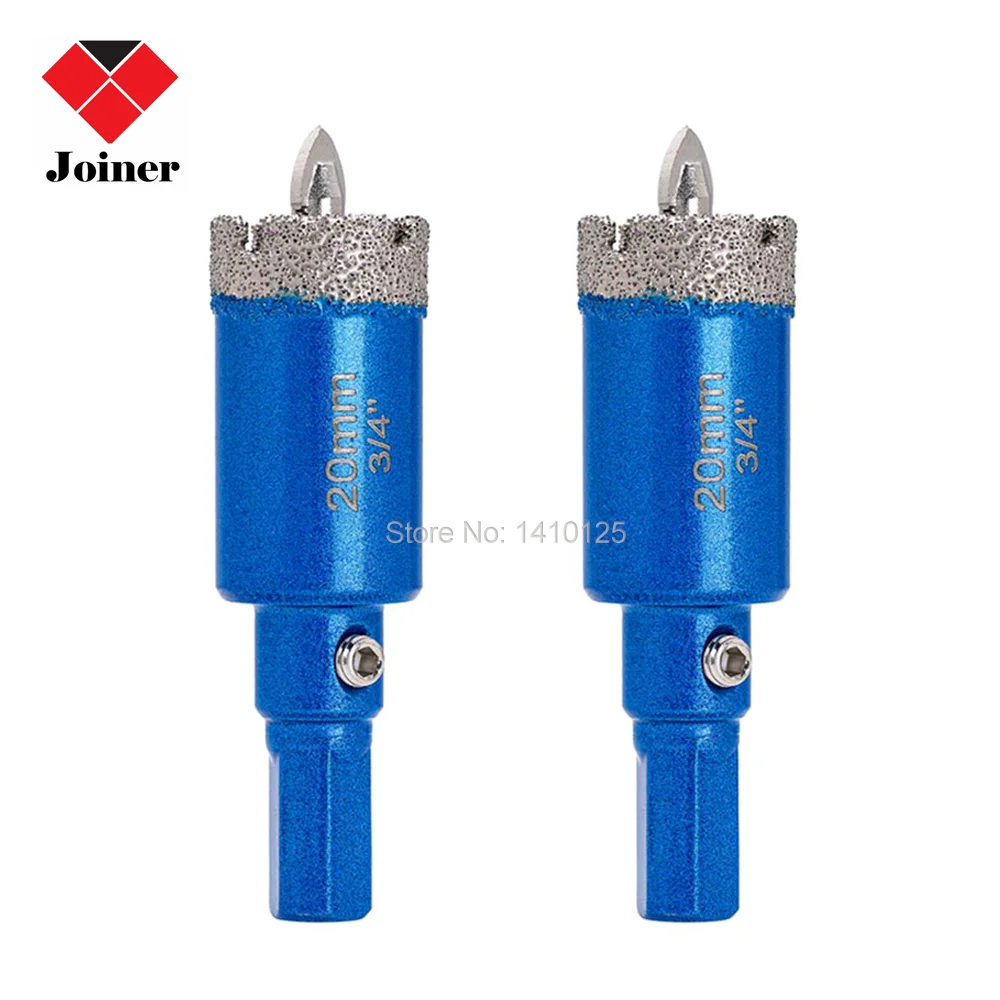 

2Pcs 20-38mm Diamond Coated Drilling Bits Tile Cutter Hole Saw Drill with Center Pilot Bit 3/8'' Shank for Stone Ceramic Marble