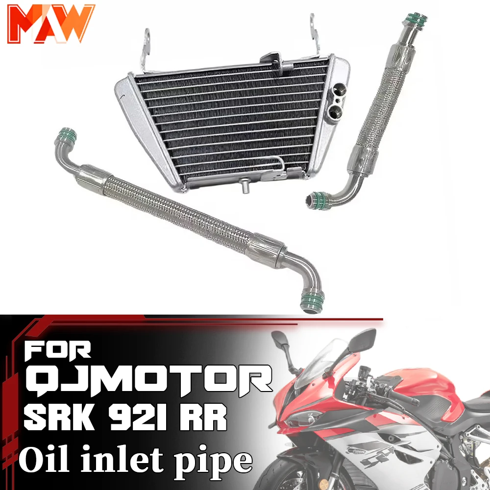 Motorcycle Oil Radiator Oil Cooler With Inlet & Outlet Hose Fit QJMOTOR SRK921RR SRK 921 RR Engine Cooling Accessories